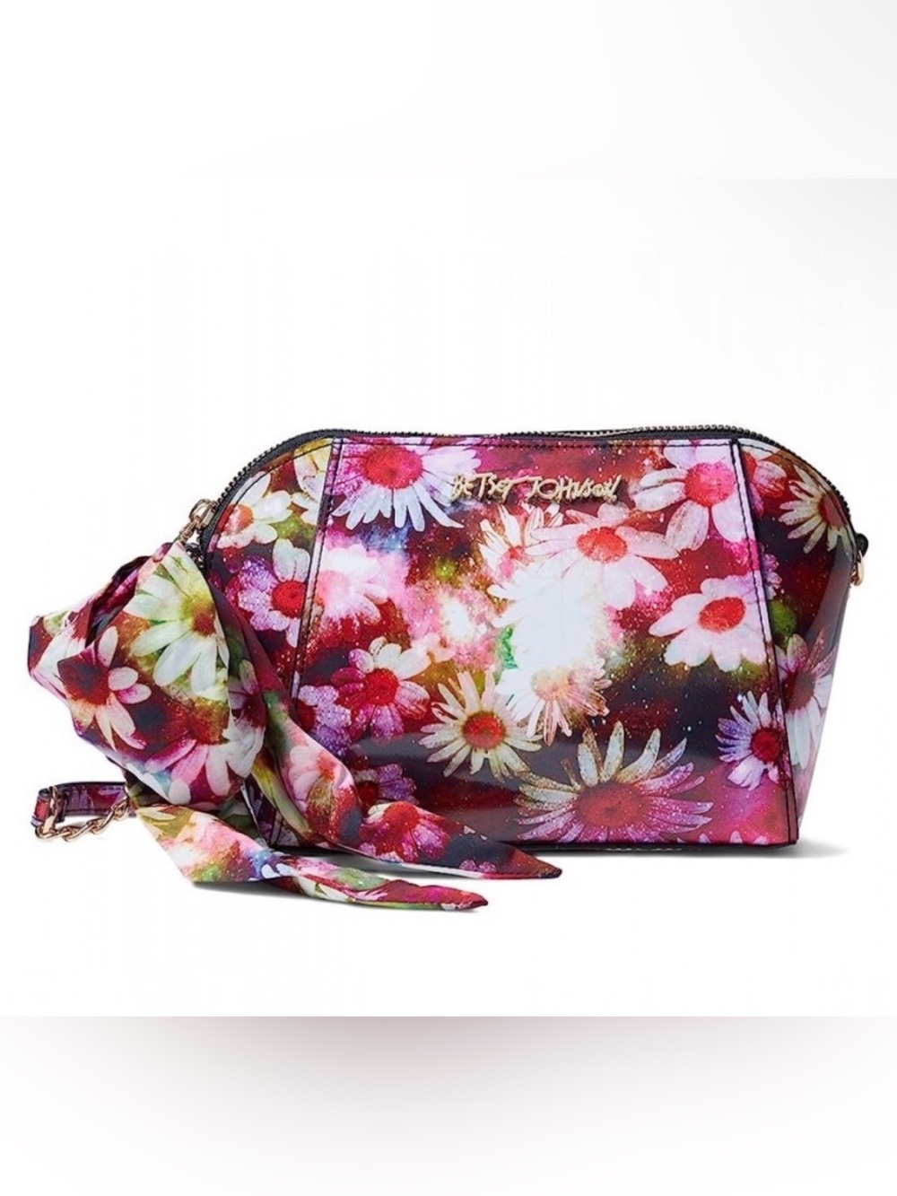 Betsey Johnson crossbody XO ANAYA Floral Crossbody W/ Scarf Gold Chain NWT